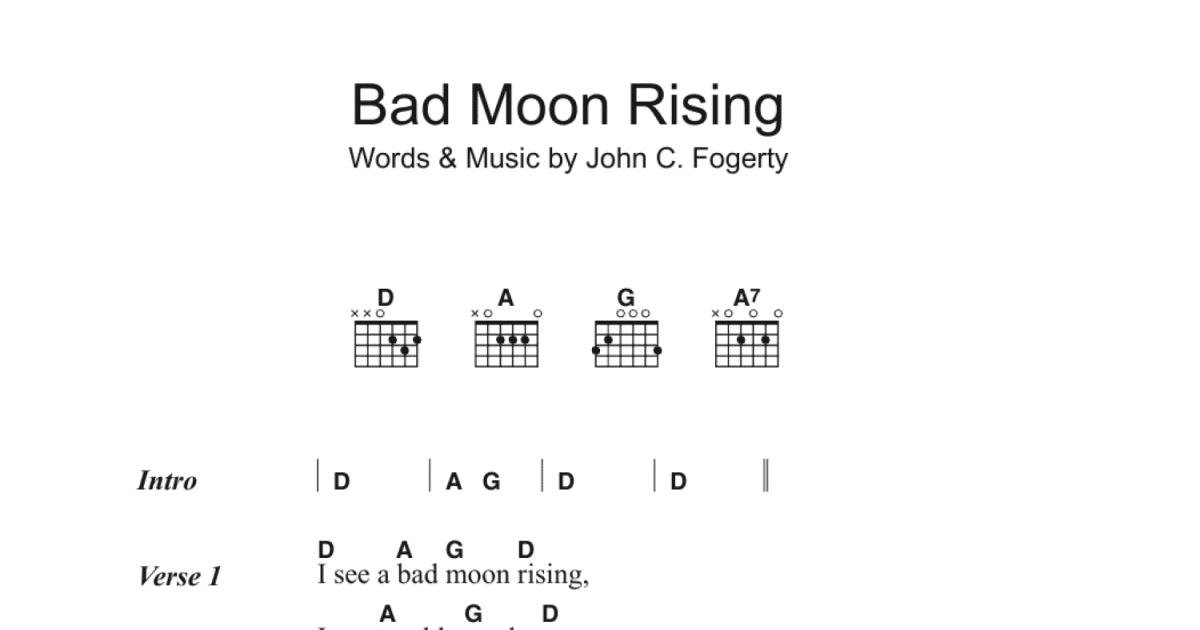 Song lyrics with guitar chords for Bad Moon Rising  Guitar chords and  lyrics, Easy guitar songs, Guitar chords for songs