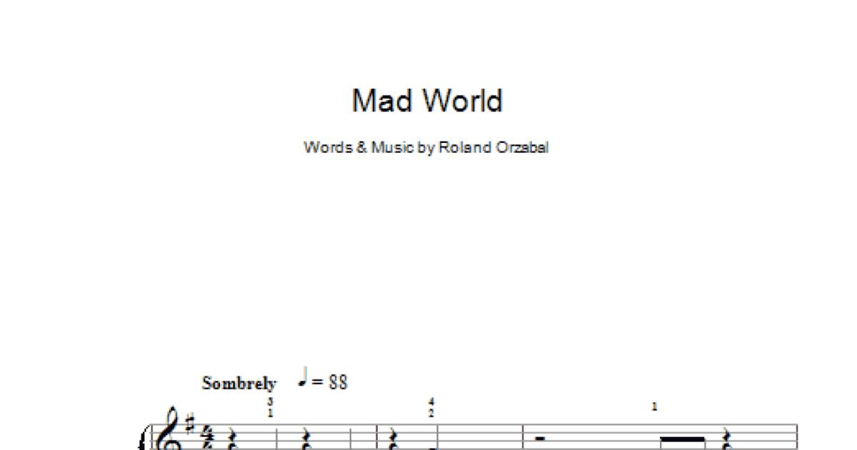Mad World, (easy) sheet music for piano solo (PDF-interactive)