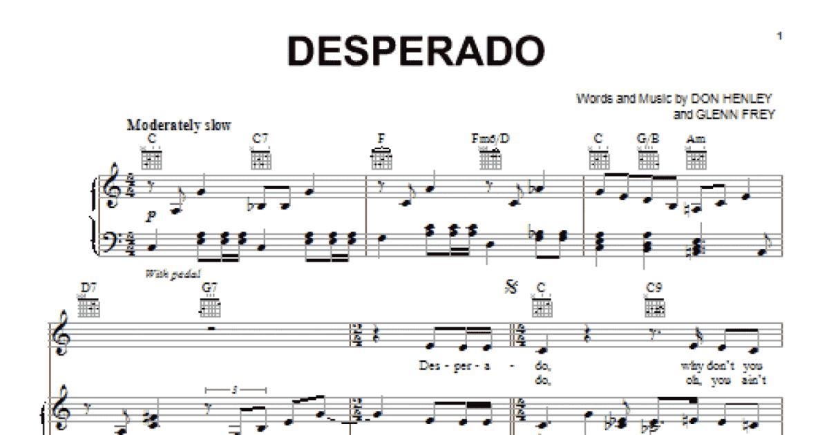 Desperado ~~ by The EaglesPiano Chords