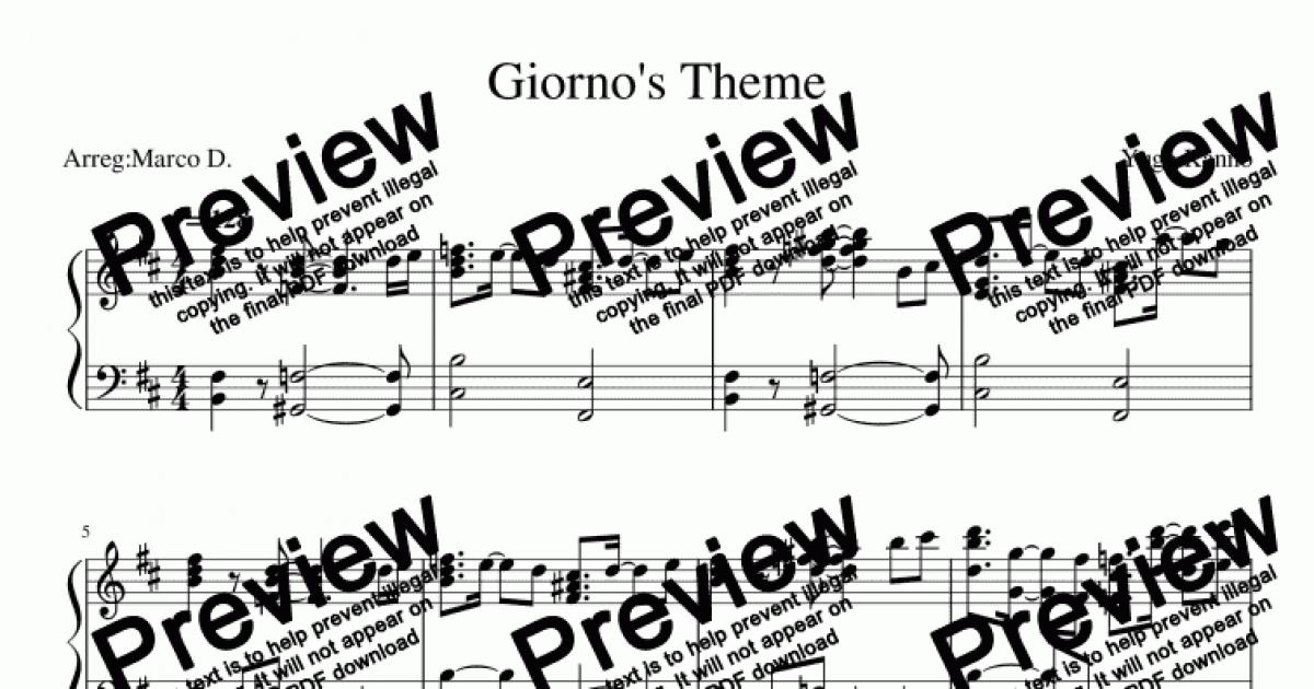 Giorno's Theme Sheet music for Trombone, Euphonium, Tuba, Mellophone & more  instruments (Pep Band)