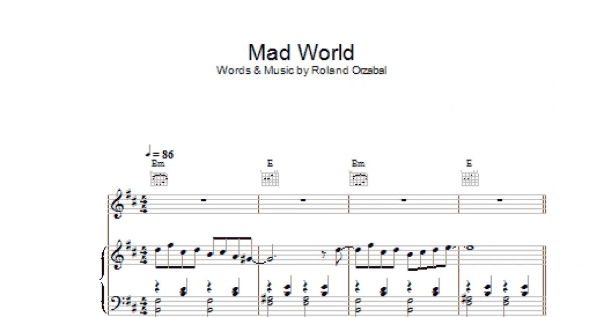 Mad World by Michael Andrews » Piano, Vocal & Guitar
