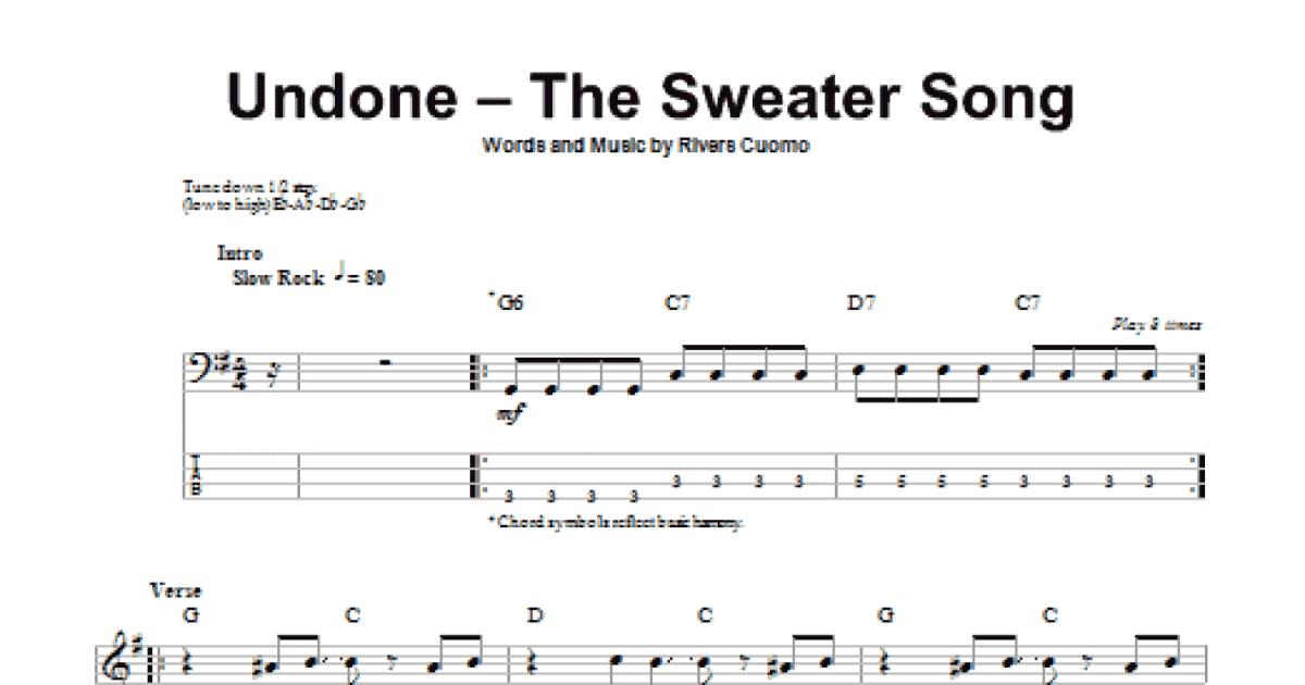 Undone - The Sweater Song Sheet Music - 5 Arrangements Available