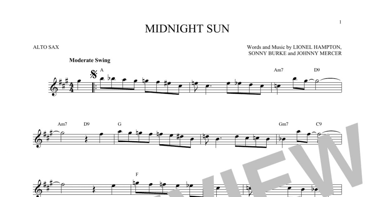 Midnight Sun sheet music (fake book) (PDF-interactive)
