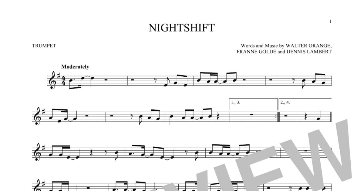 Nightshift sheet music for trumpet solo (PDF-interactive)