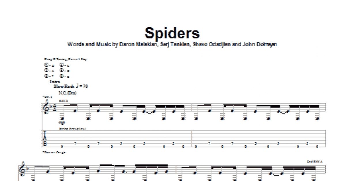 Spiders (Guitar Tab (Single Guitar)) for Leadsheets - Sheet Music to Print