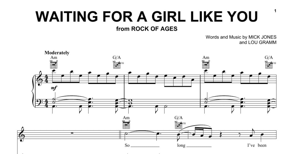 ▷ Waiting For A Girl Like You Sheet Music (Piano, Voice, Guitar) - OKTAV