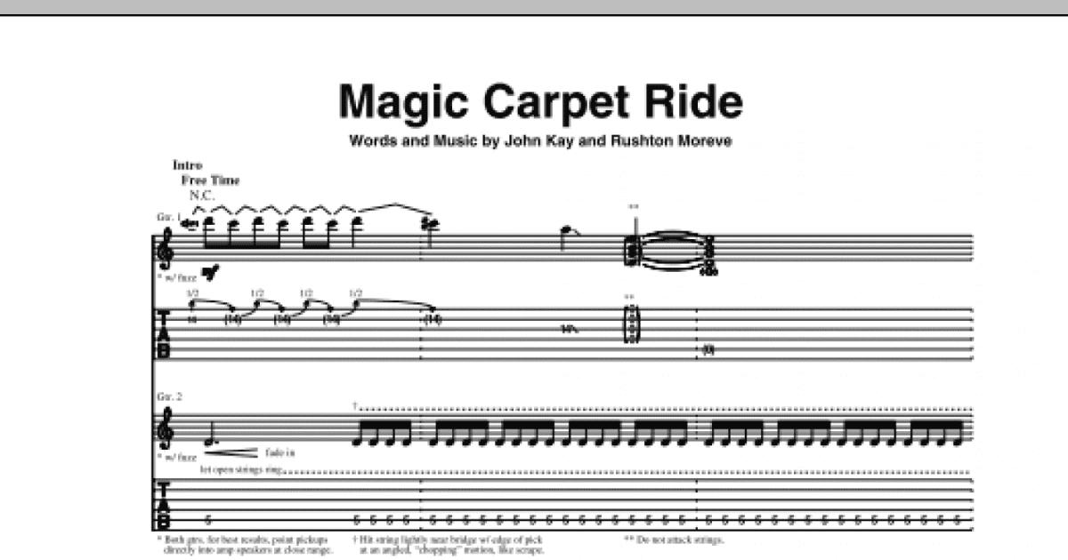 Magic Carpet Ride Guitar Tab Print Sheet Music Now