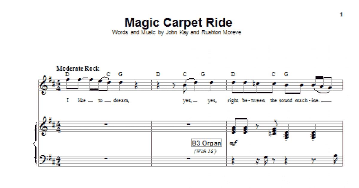 Magic Carpet Ride Piano Vocal Print Sheet Music Now