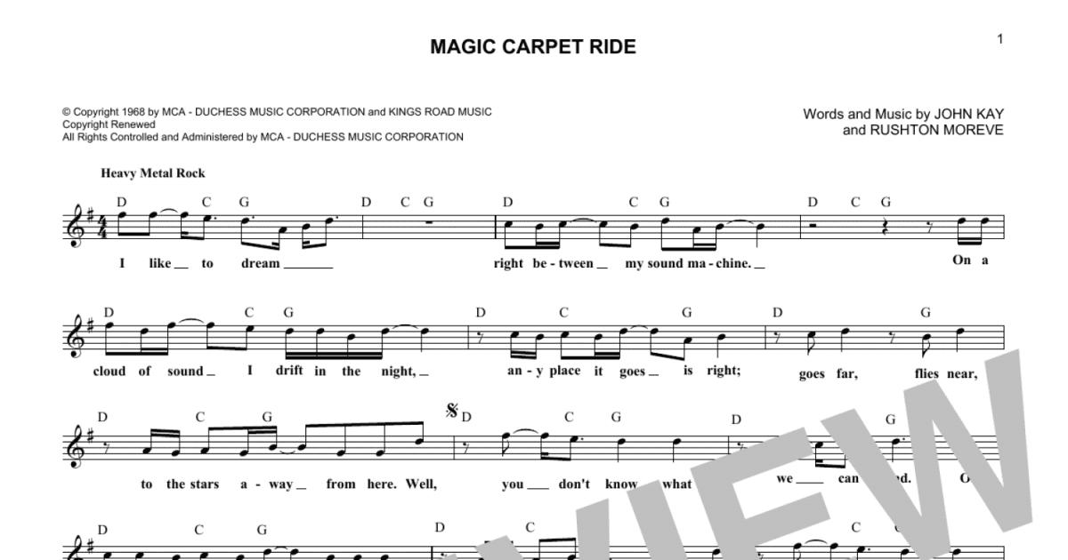 Magic Carpet Ride Lead Sheet Fake Book Print Music Now