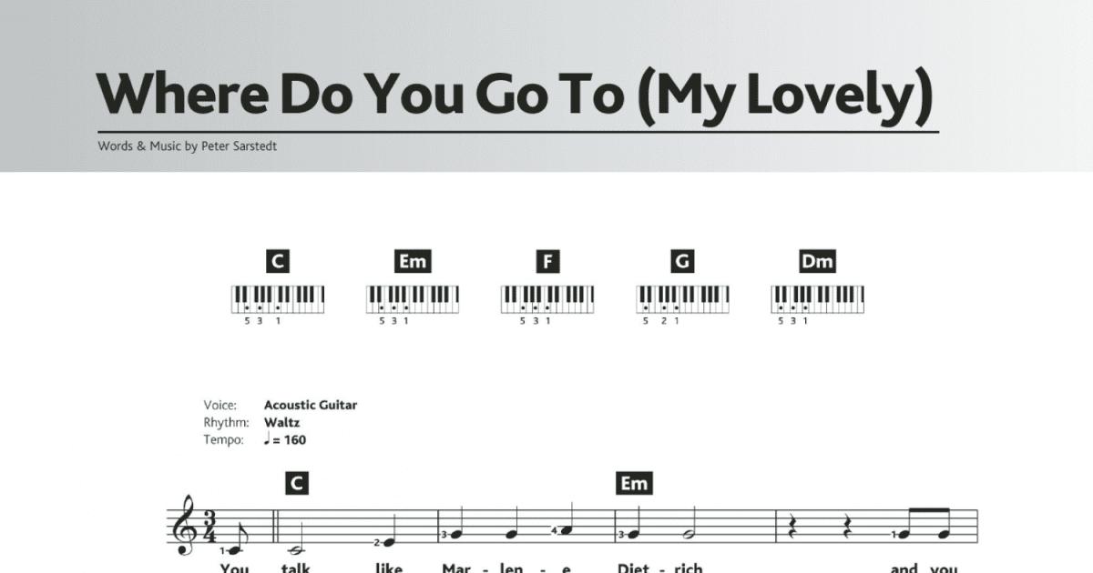 Peter Sarstedt - Where Do You Go To My Lovely [B]  Ukulele chords songs,  Song lyrics and chords, Great song lyrics