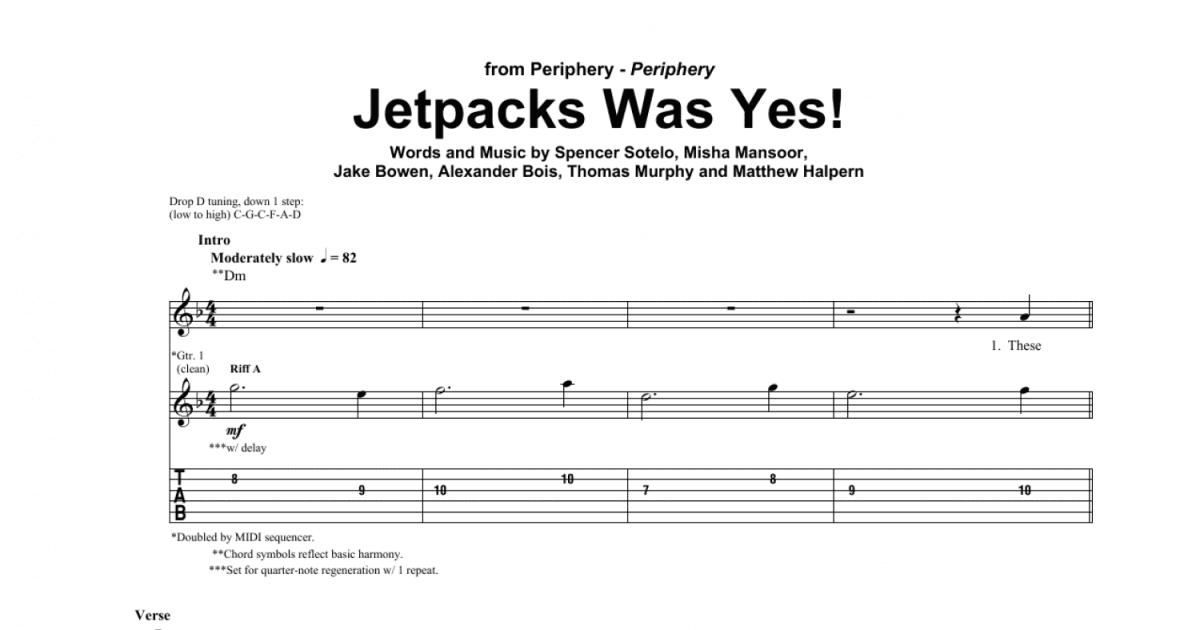 Jetpacks Was Yes! (Guitar Tab) - Print Sheet Music Now
