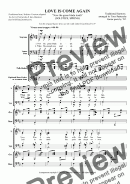 page one of Love is Come Again - Now the Green Blade Riseth (Choir)