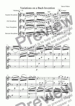 page one of Variations for Saxophone Quartet