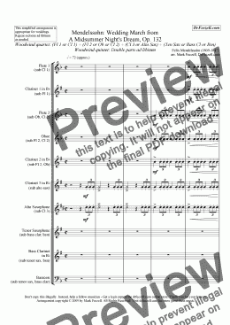 page one of Wedding March for woodwind quartet or woodwind quintet