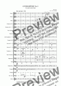 page one of Gymnopedie No 1 (concert band)