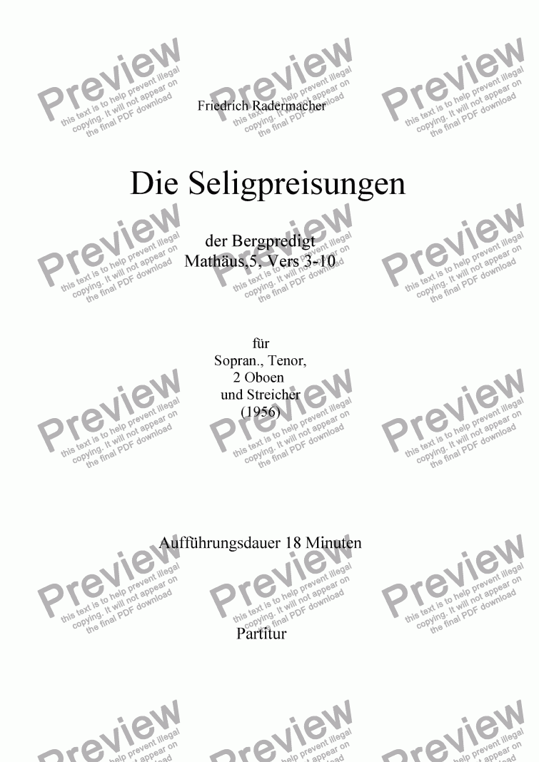page one of Die Seligpreisungen
