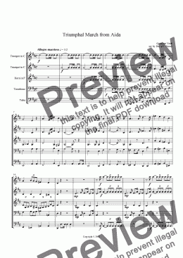 page one of Triumphal March from Aida for Brass Quintet