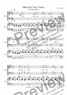 page one of Mass for Two Voices - Kyrie