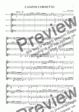 page one of Canzon Cornetto (Horn quartet)