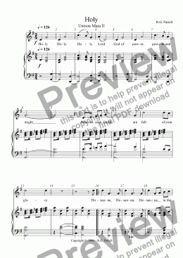 page one of Unison Mass #2 - Holy