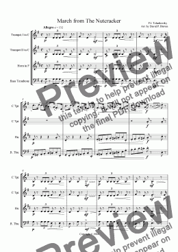 page one of March from The Nutcracker for Brass Quartet