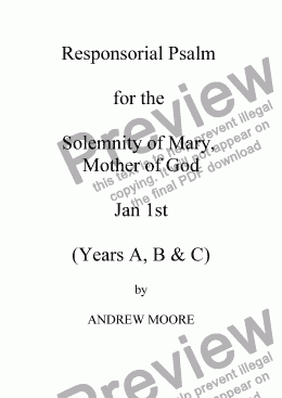 page one of Solemnity of Mary, Mother of God Jan 1st (Year C)
