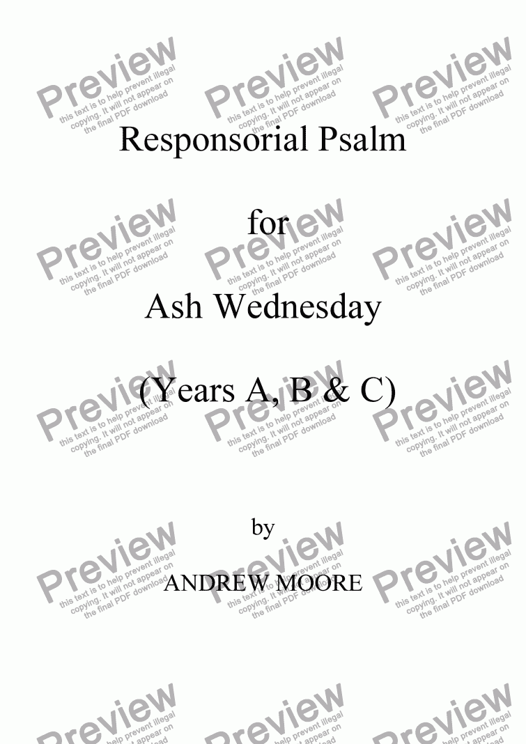 page one of Ash Wednesday (Year C)