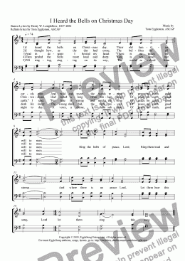 page one of I Heard the Bells on Christmas Day (Hymn)