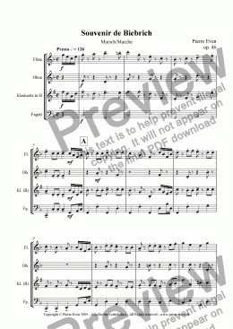page one of Souvenir de Biebrich, for Wind Quartet, op. 46