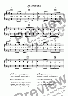 page one of Anatetemeka (Swahili Hymn)