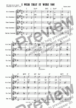 page one of I Wish That it Were You (Quintet)