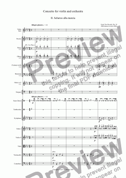 page one of Concerto for violin and orchestra, Op. 36 - II. Scherzo alla marcia
