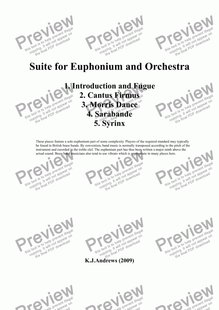 page one of Suite for Euphonium and Orchestra: 1.Introduction and Fugue