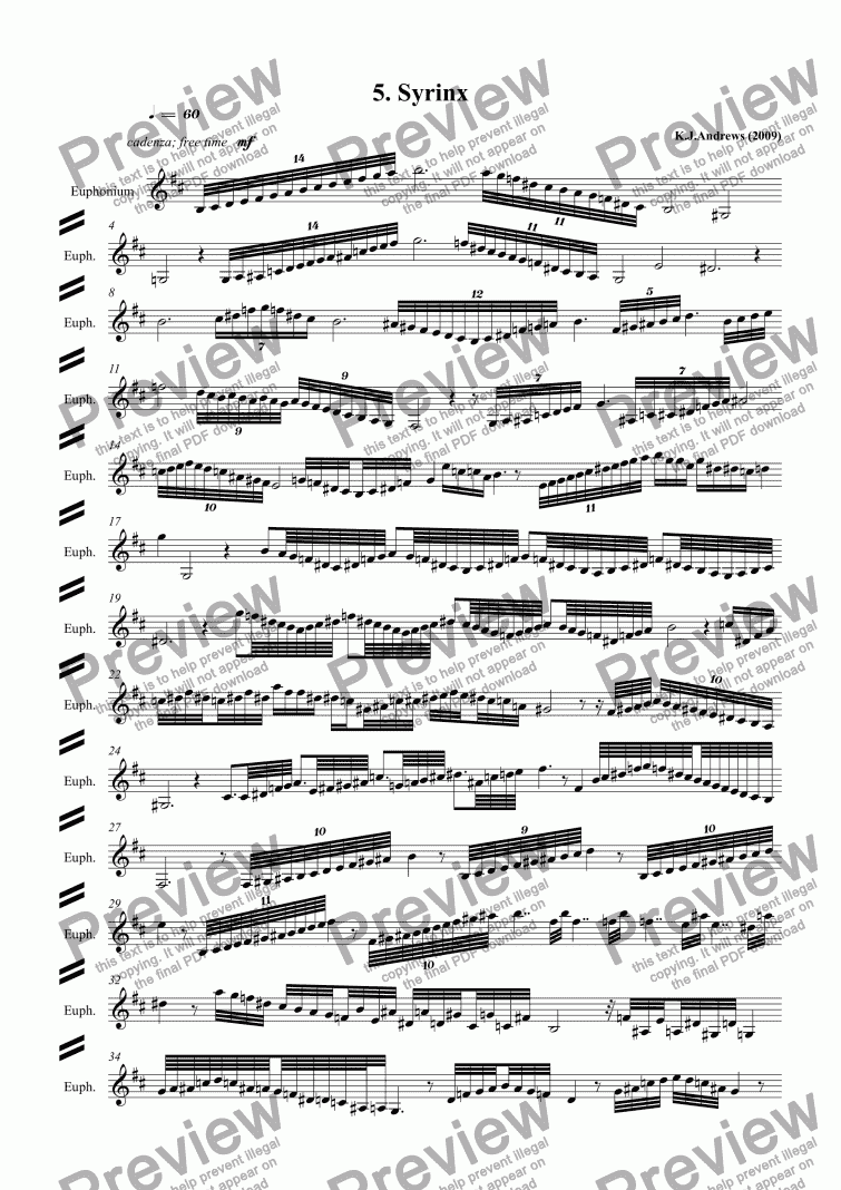 page one of Suite for Euphonium and Orchestra: 5.Syrinx