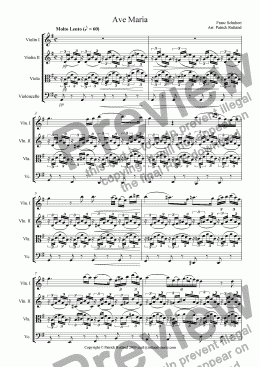 page one of Ave Maria by Schubert for String Quartet