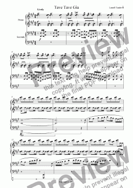 page one of Piano for Four Hands # 2 (Tave Tave Gia)