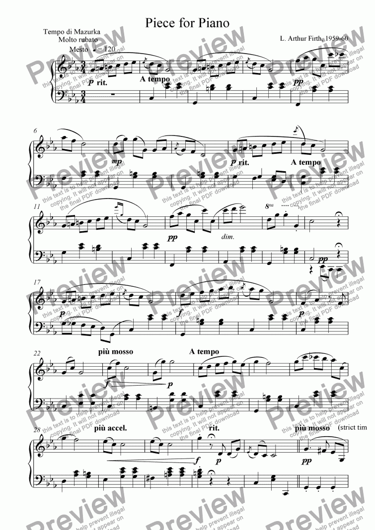 page one of Piece for Piano