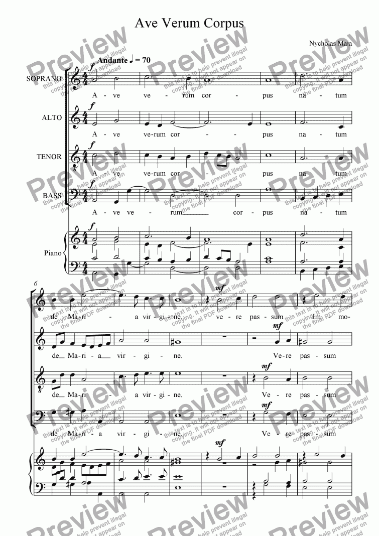 page one of Ave Verum Corpus (revised)