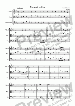page one of Minuet in Cm