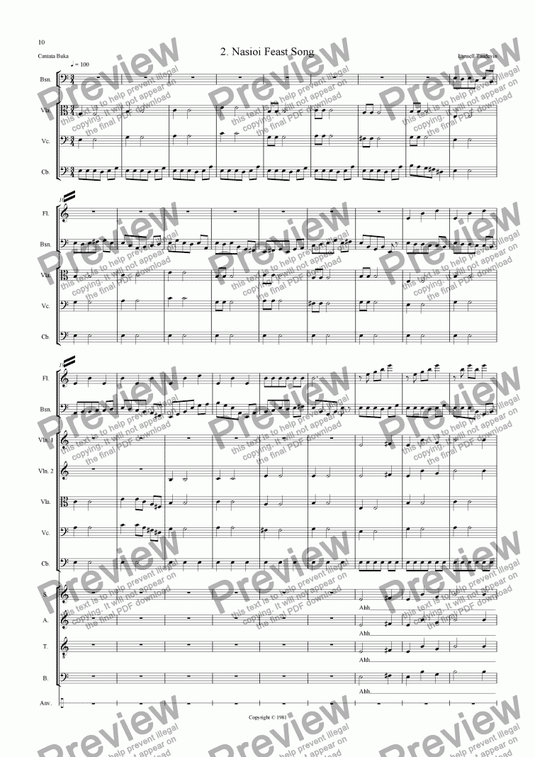 page one of Cantata Buka (Orchestrated) 02 Nasioi Fast Song