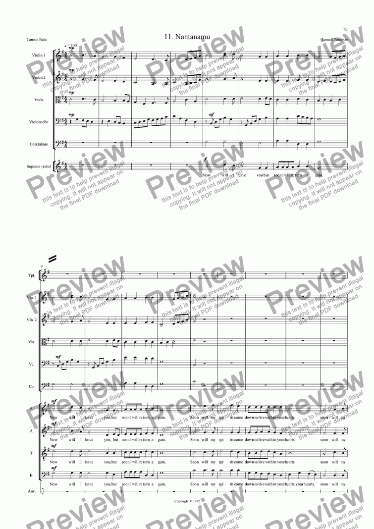 page one of Cantata Buka (Orchestrated) 11 Nantanamu