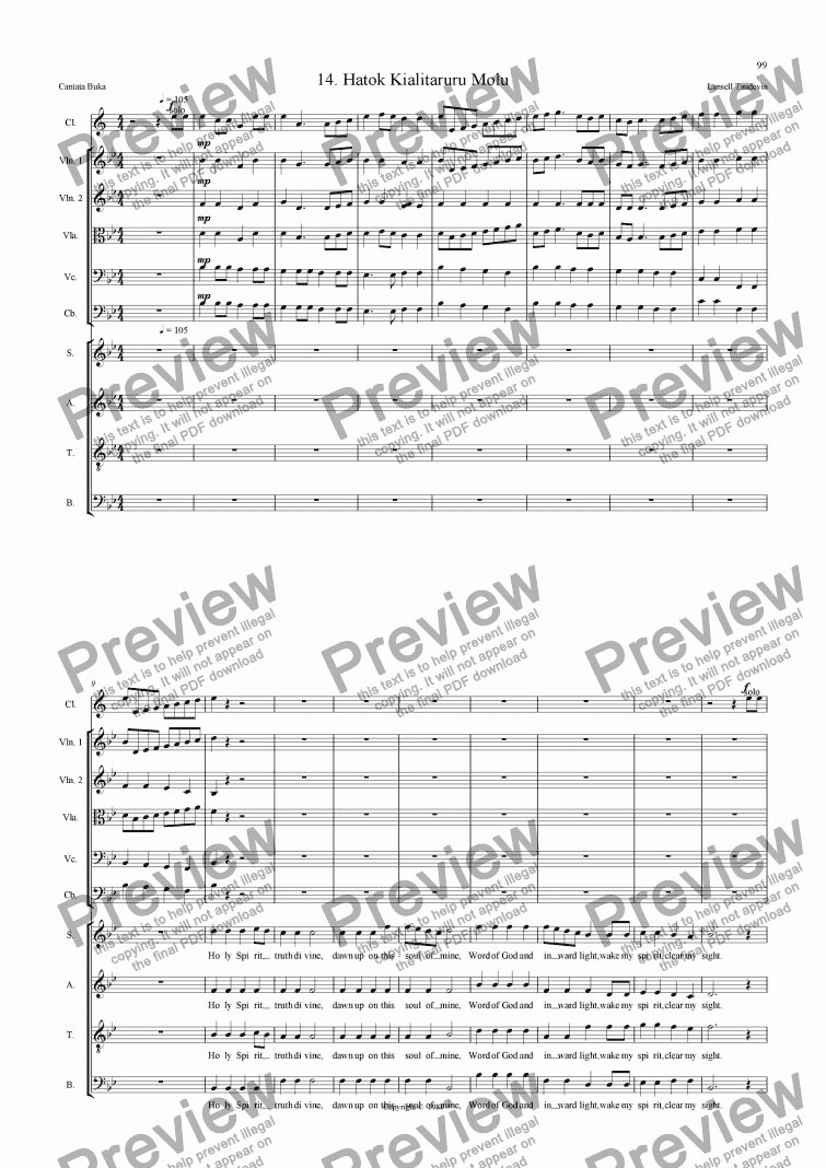 page one of Cantata Buka (Orchestrated) 14 Hatok Kialaiaruru Molu