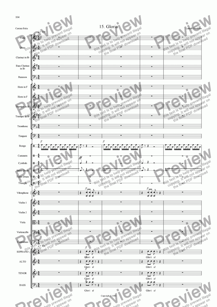 page one of Cantata Buka (Orchestrated) 15 Gloria