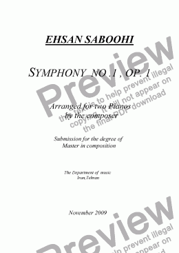 page one of SYMPHONY NO,1 ,OP, 1 (Arranged for two Pianos)
