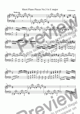 page one of Short Piano Pieces No.3 in E major