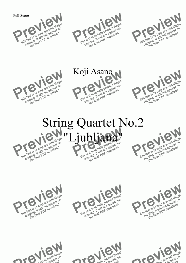 page one of String Quartet No.2 Ljubljana