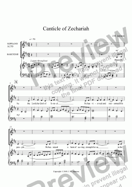 page one of Canticle of Zechariah