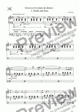page one of Grooves for piano and drums: 1. Drum and Bass
