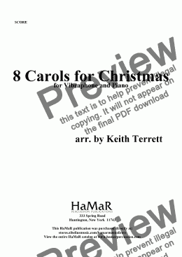 page one of 8 Carols for Christmas for Vibraphone and Piano