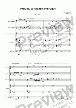 page one of Prelude, Sarabande and Fugue (3 rcdrs/fls., harpsichord & bass viol/vc.) [2001]